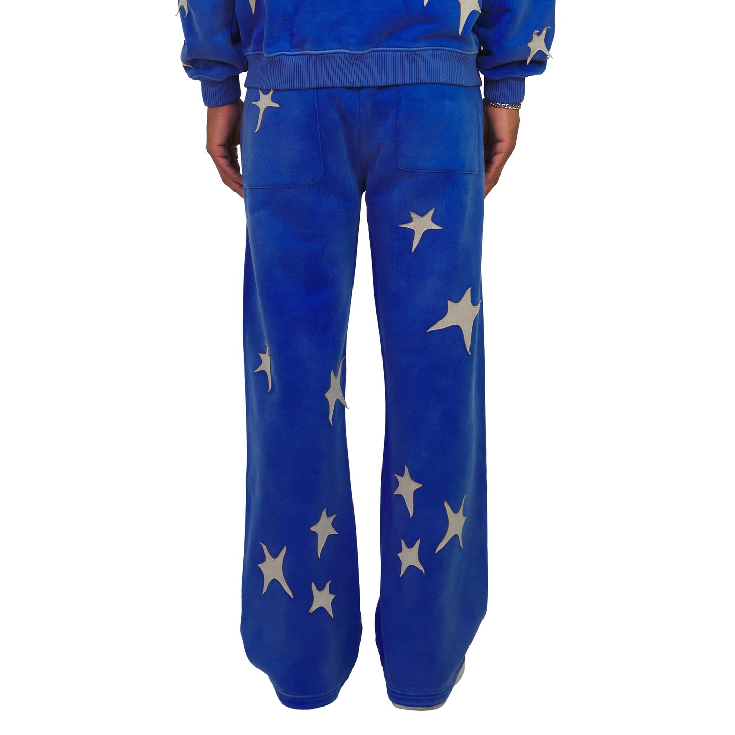 Patchwork Washed Sweatpant | Blue