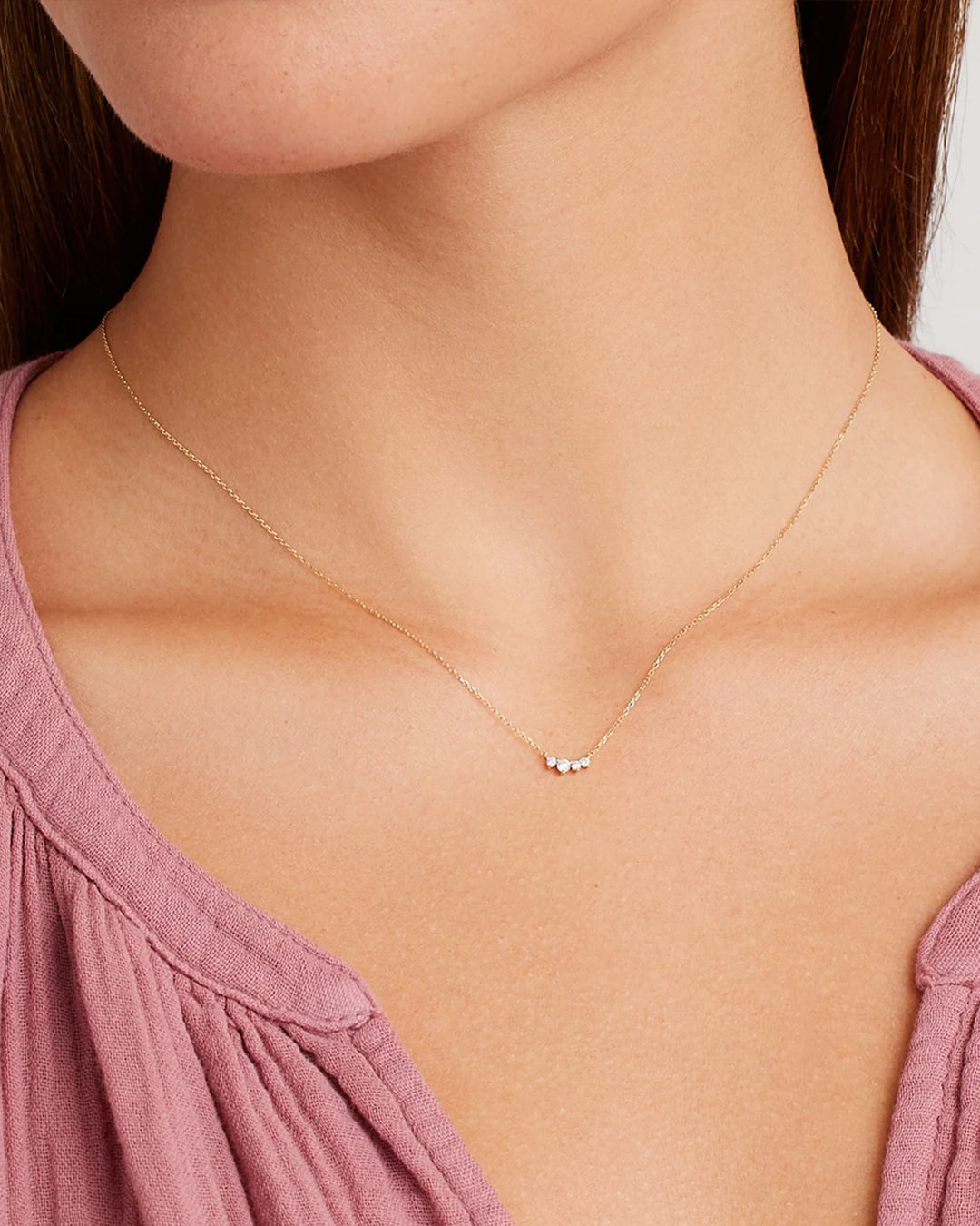14K Diamond Cluster Necklace