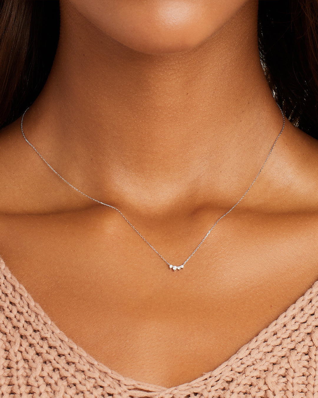 14K Diamond Cluster Necklace