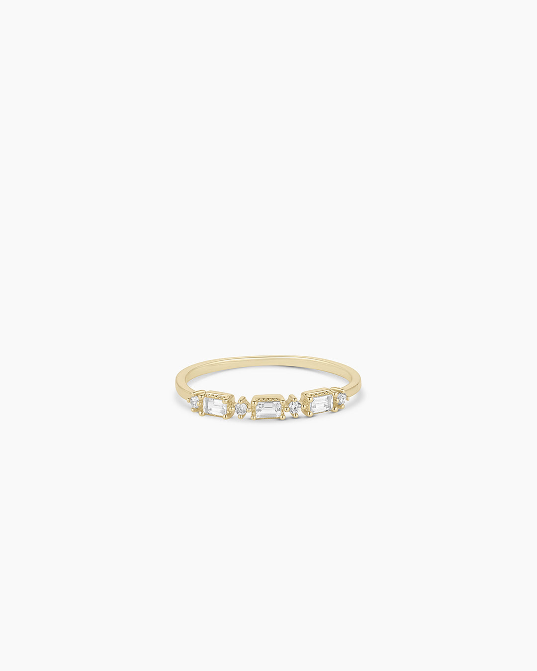 14K Baguette White Topaz and Diamond Ring