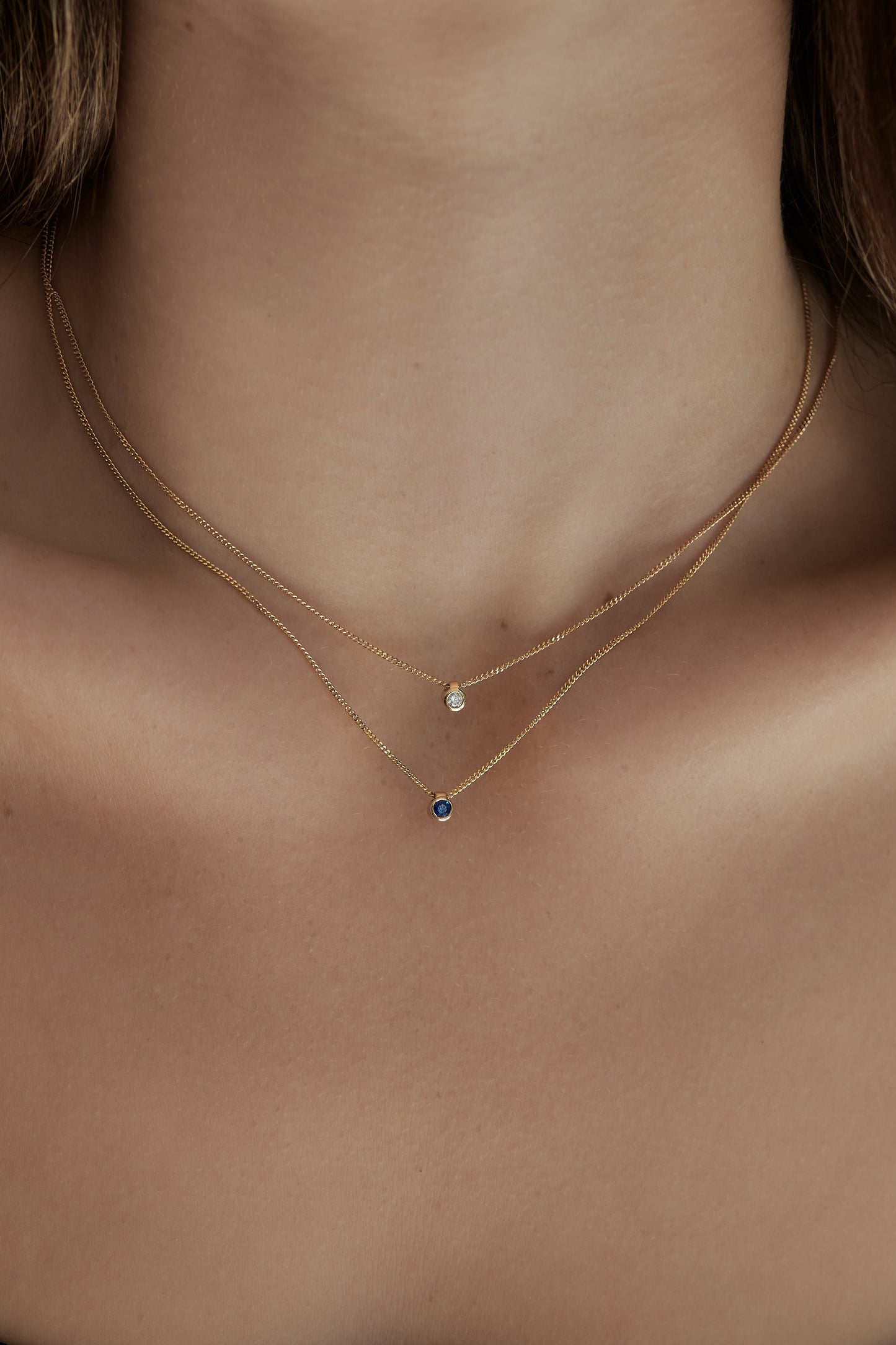 Mini Sapphire Necklace | 9K Gold
