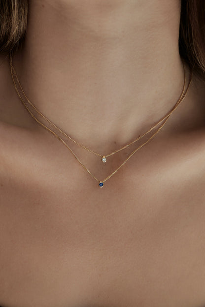 Mini Sapphire Necklace | 9K Gold