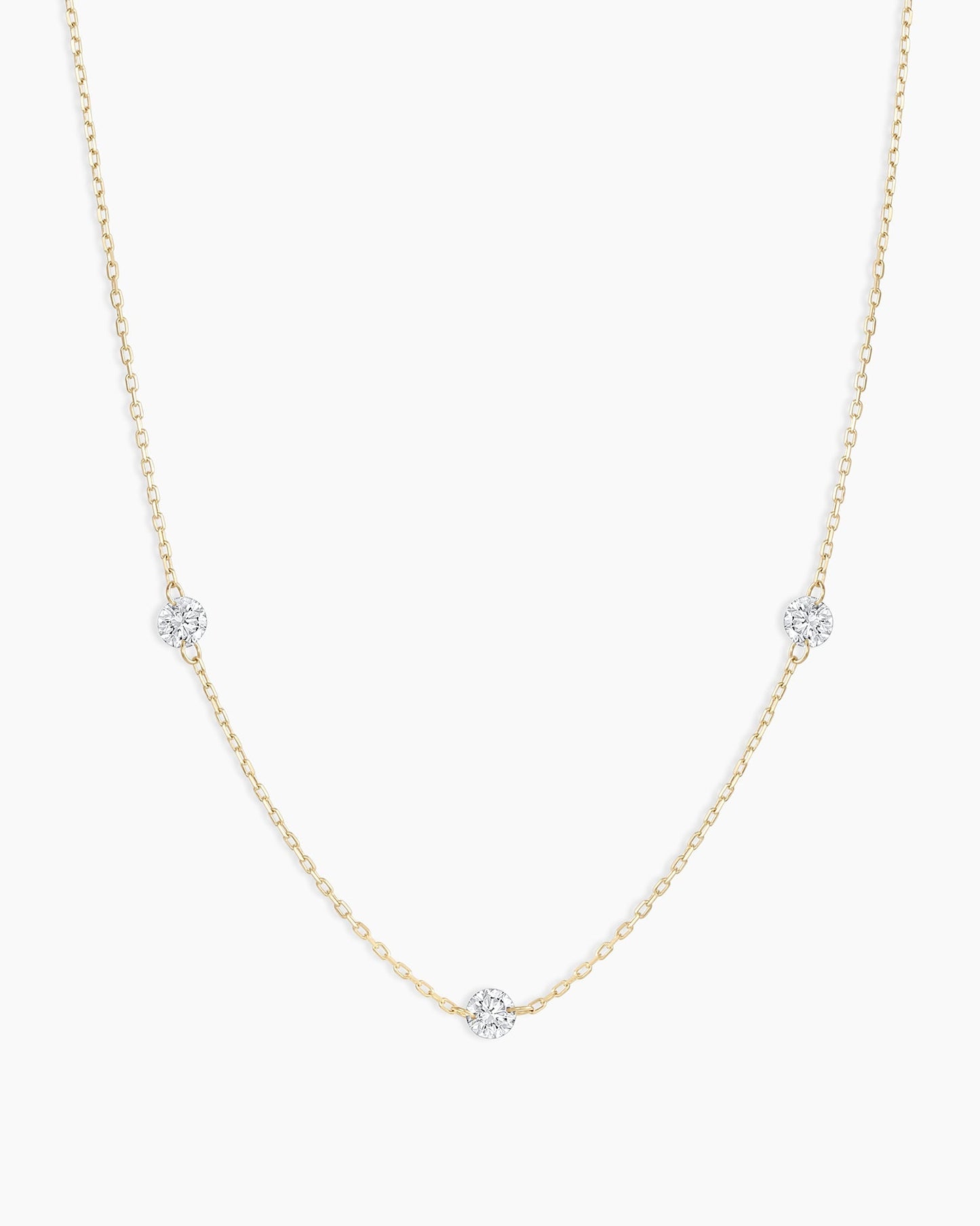 18K Floating Diamond Stationary Trio Necklace