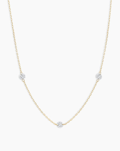 18K Floating Diamond Stationary Trio Necklace