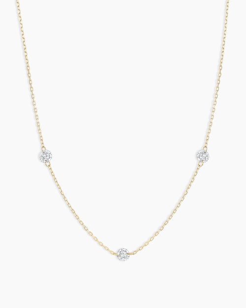 18K Floating Diamond Stationary Trio Necklace