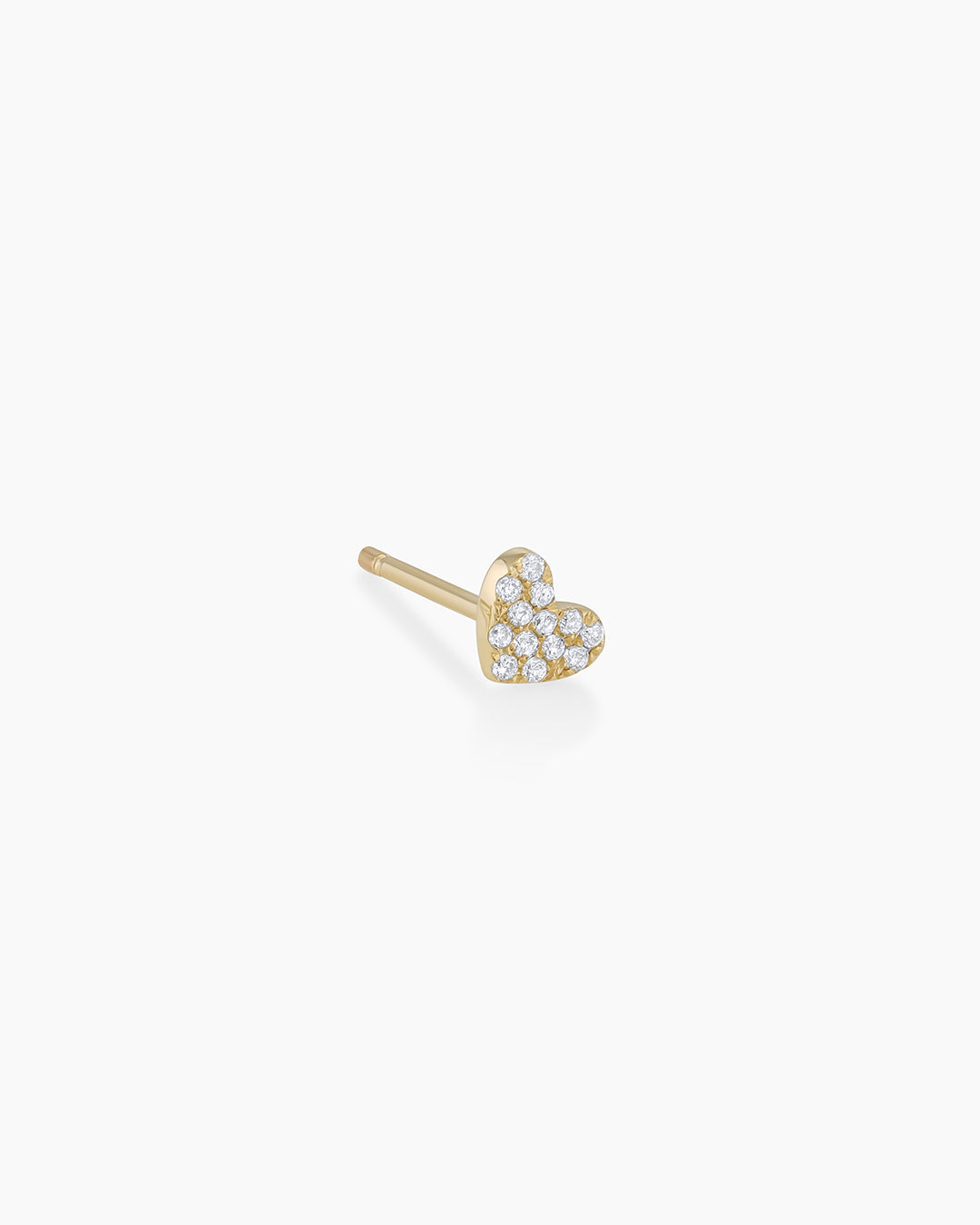 14K Diamond Pavé Heart Single Stud