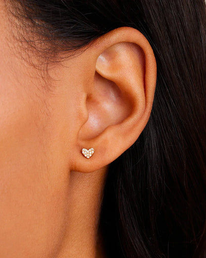 14K Diamond Pavé Heart Studs