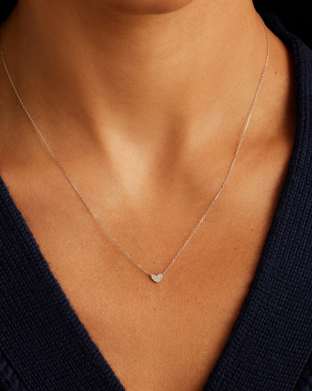 14K Diamond Pavé Mini Heart Necklace