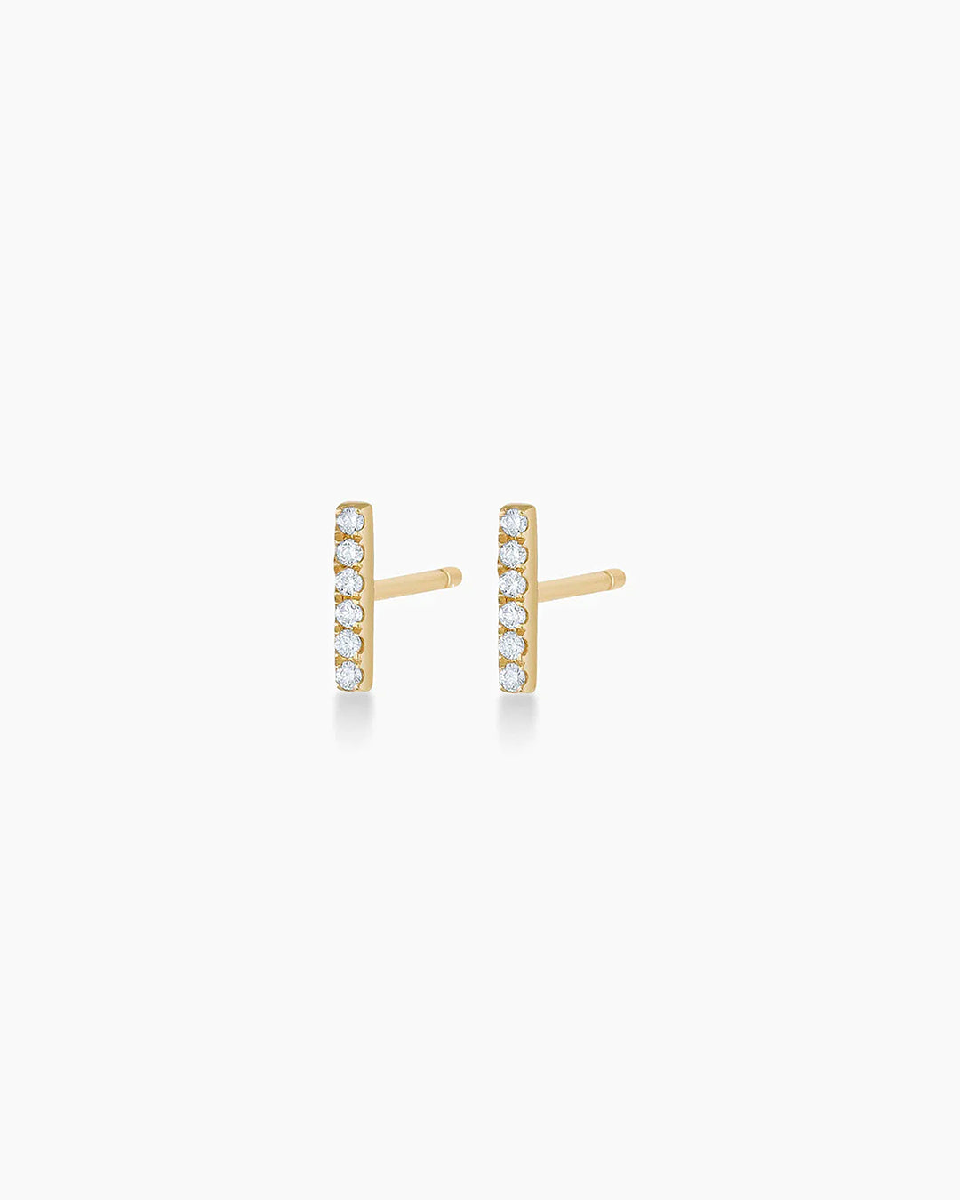 14K Diamond Bar Studs