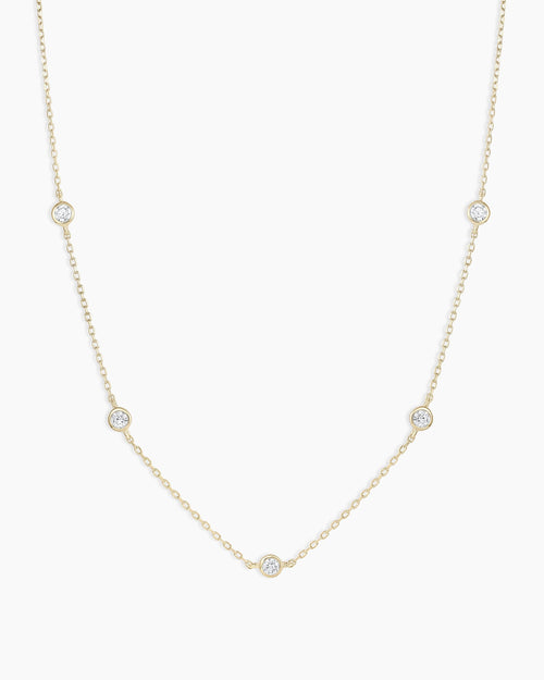 14K Classic Five Diamond Necklace