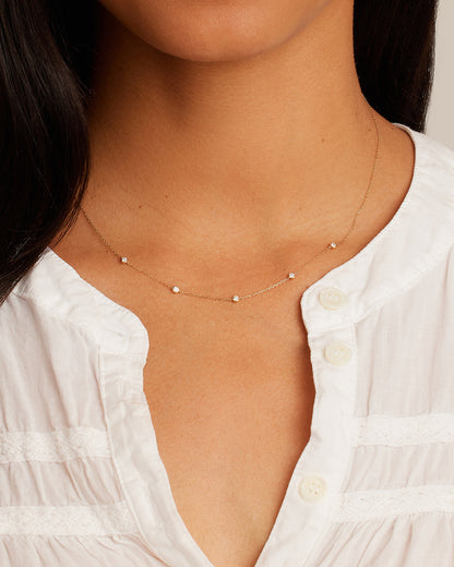 14K Classic Five Diamond Necklace