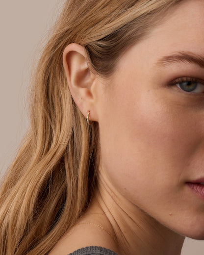 14K Diamond Pavé Single Huggie