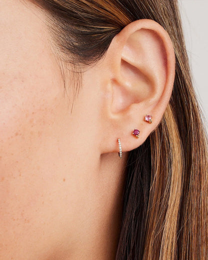 14K Diamond Pavé Single Huggie
