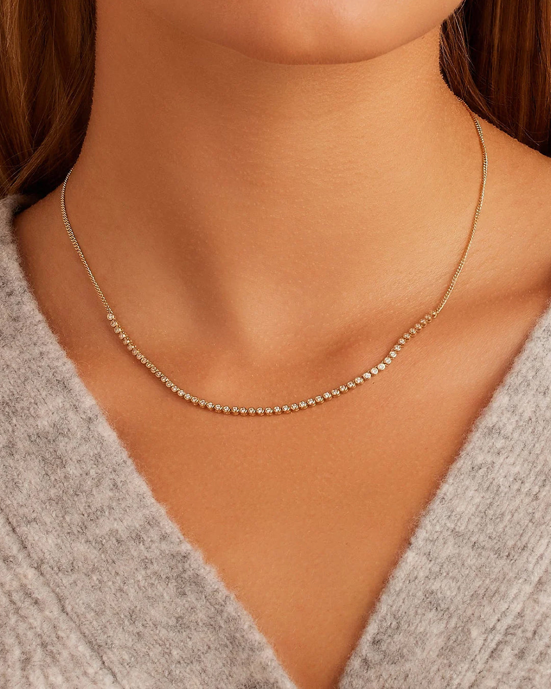 14K Classic Diamond Row Necklace