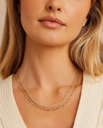 14K Classic Diamond Row Necklace
