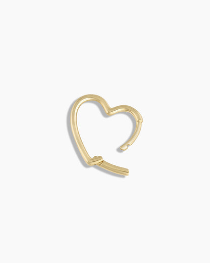 14K Gold Open Heart Single Huggie