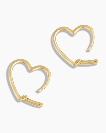 14K Gold Open Heart Huggies