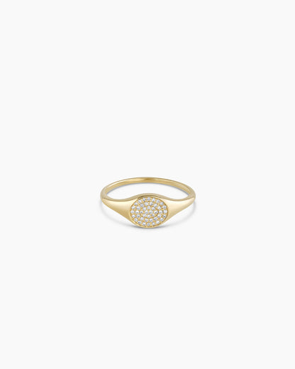 14K Diamond Pavé Signet Ring