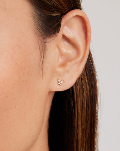 14K Gold Opal Butterfly Studs