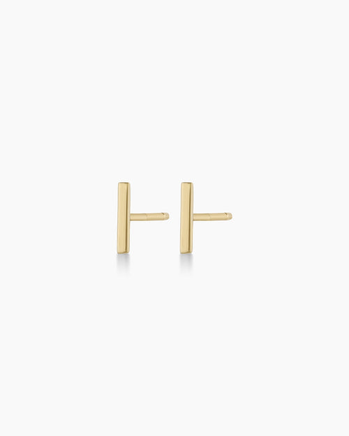 14K Gold Rose Bar Studs
