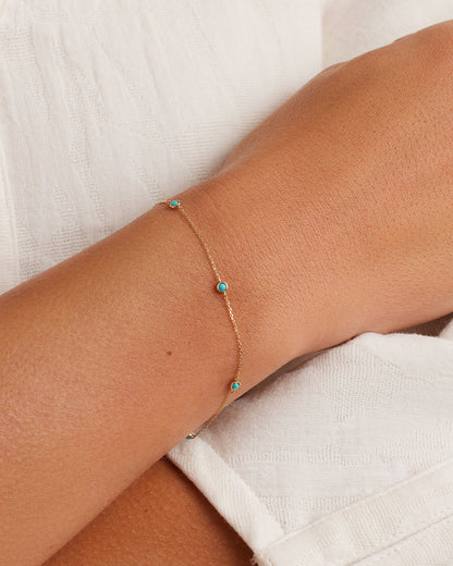 14K Gold Classic Five Turquoise Bracelet