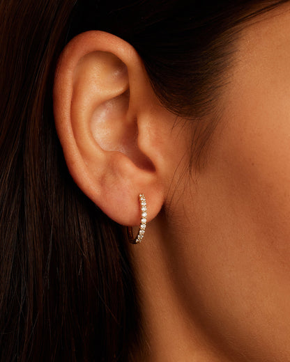 14K Diamond 15mm Hoops