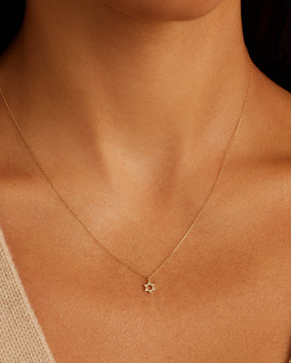 14K Diamond Star of David Necklace
