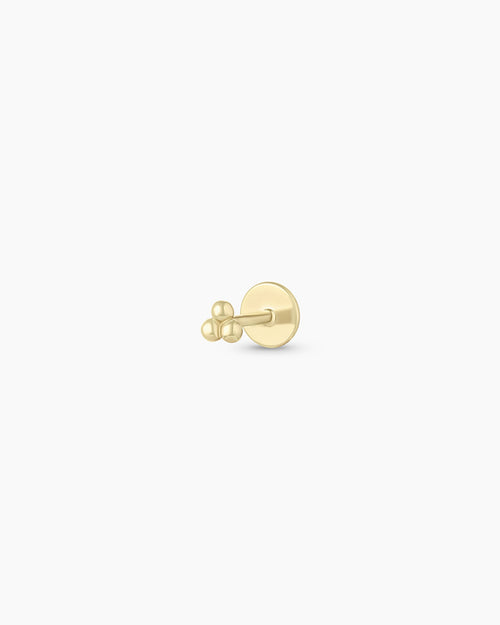 14K Gold Trio Flat Back Single Stud