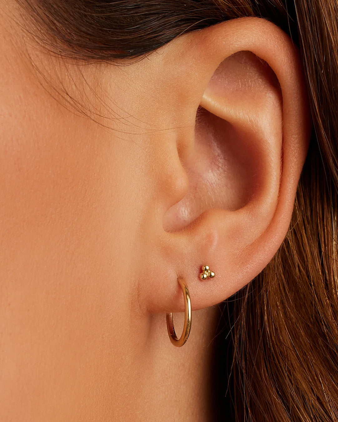 14K Gold Trio Flat Back Single Stud
