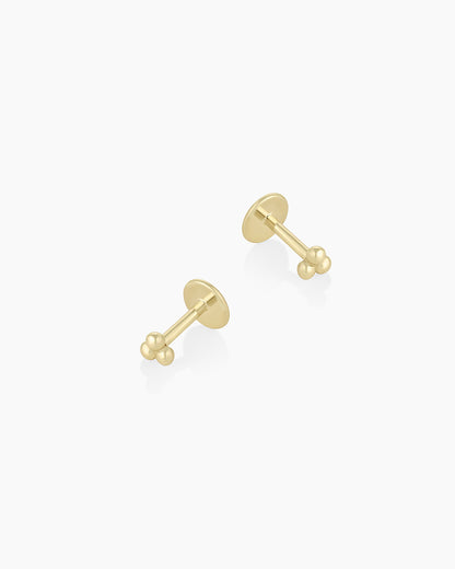 14K Gold Trio Flat Back Studs