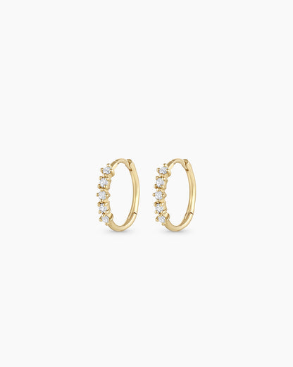 14K Diamond Row Huggies
