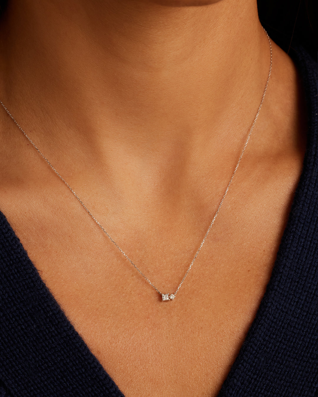 14K Diamond and White Sapphire Necklace