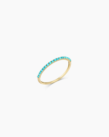14K Gold Turquoise Row Ring
