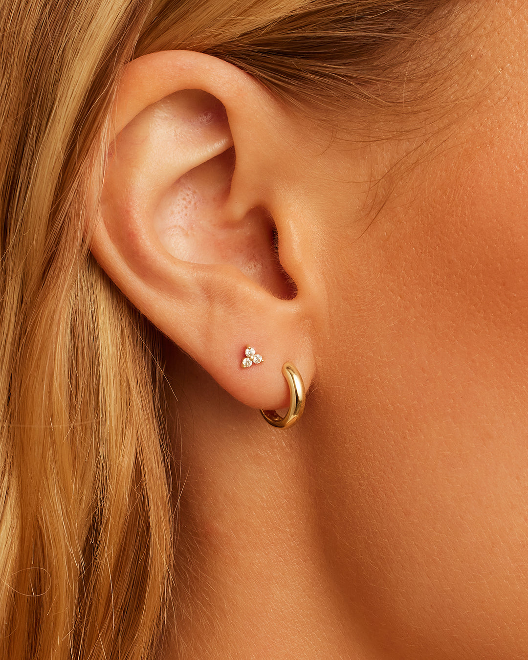 14K Diamond Bali Flat Back Single Stud