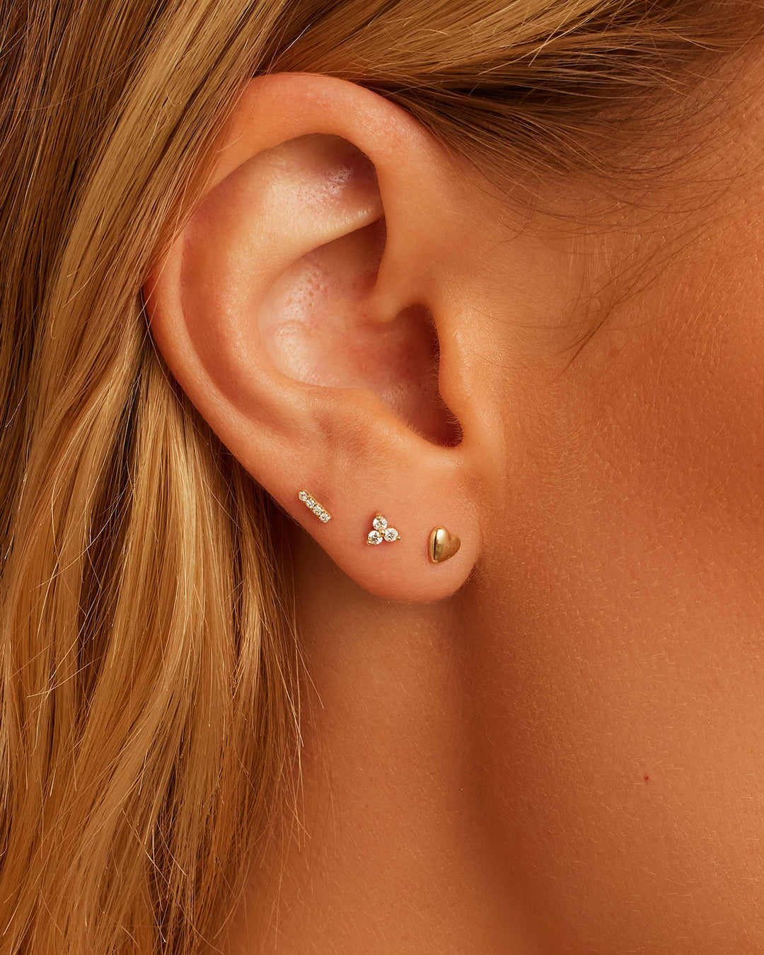 14K Diamond Bali Flat Back Single Stud