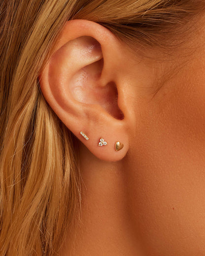 14K Diamond Bali Flat Back Studs