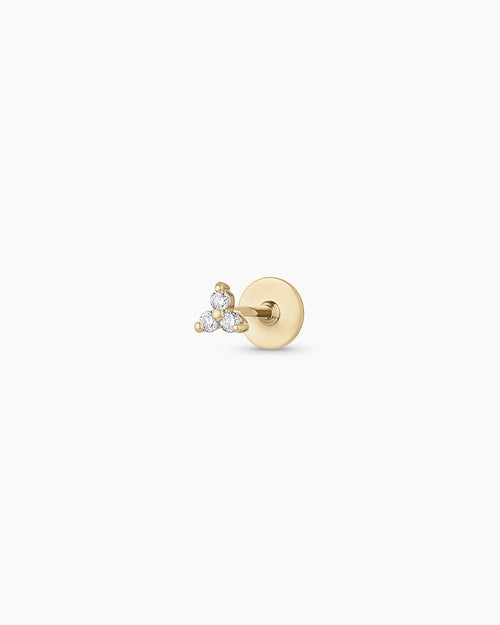14K Diamond Bali Flat Back Single Stud