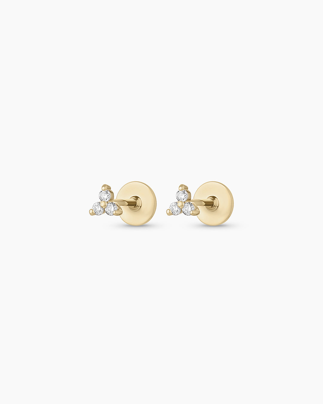 14K Diamond Bali Flat Back Studs
