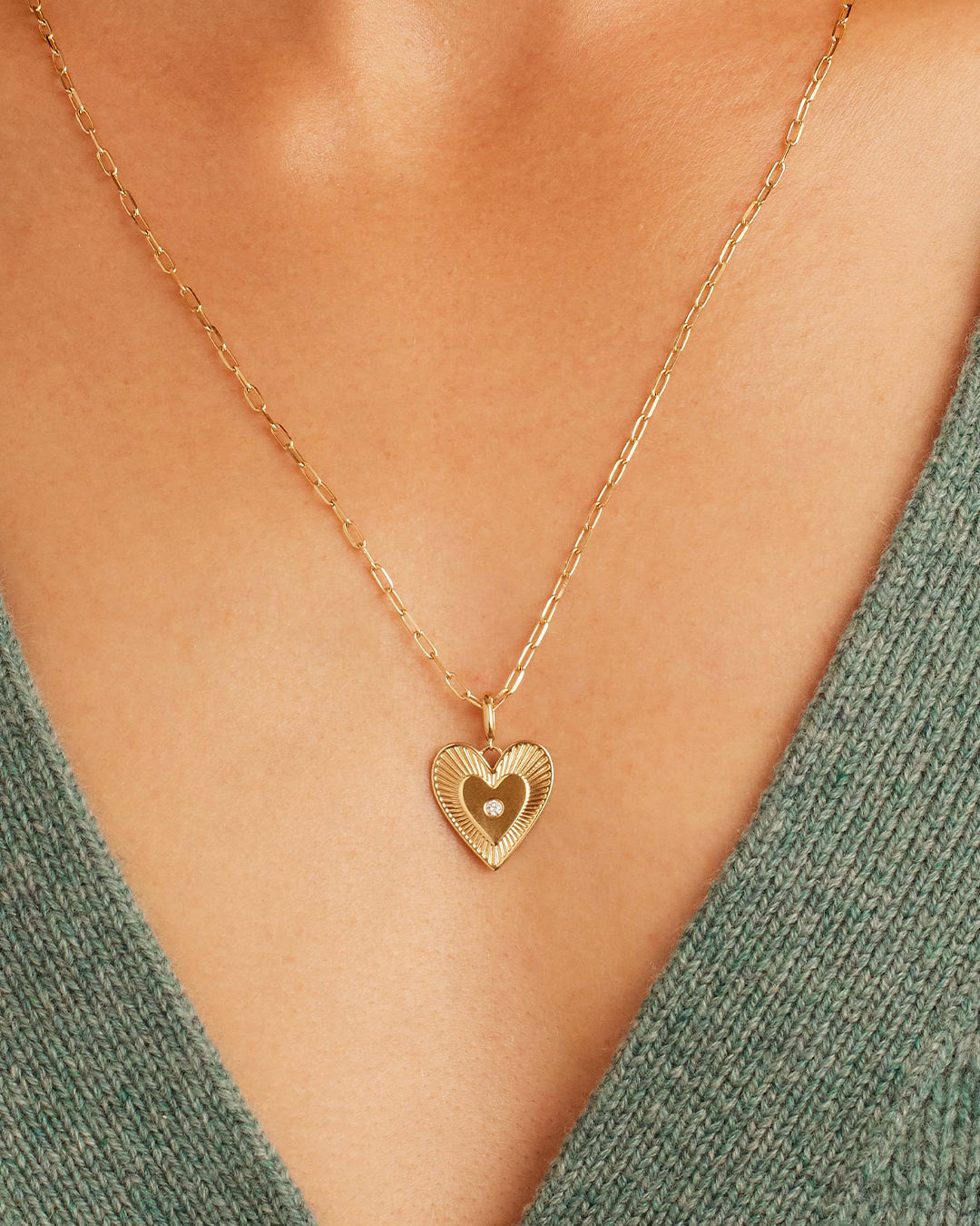 14K Diamond Love Charm
