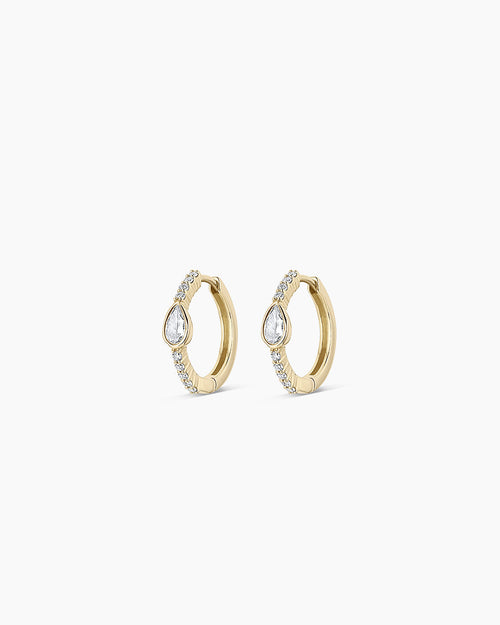 14K Lab Grown Diamond Pear Huggies