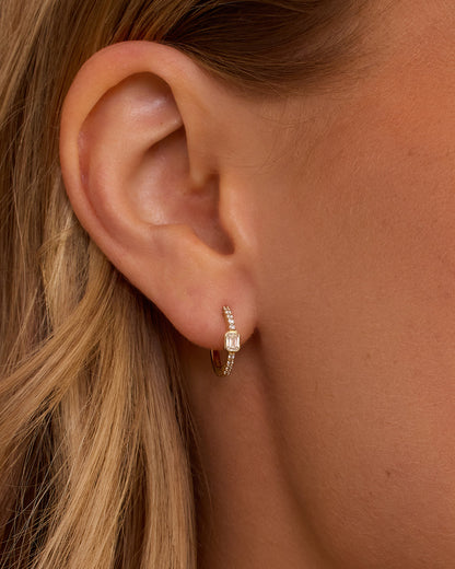 14K Lab Grown Diamond Emerald Huggies