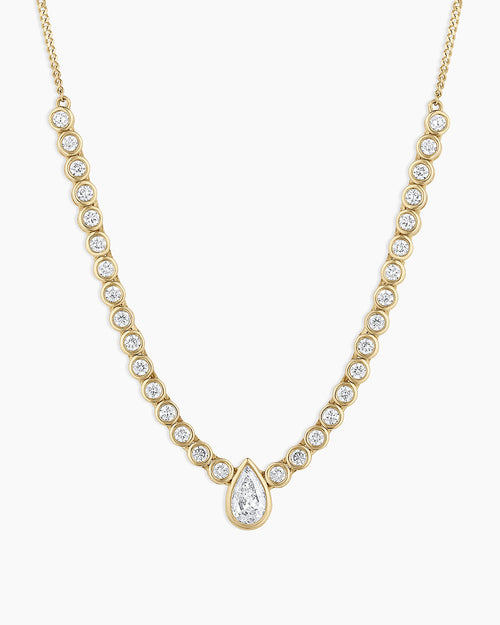 14K Lab Grown Diamond Pear Row Necklace
