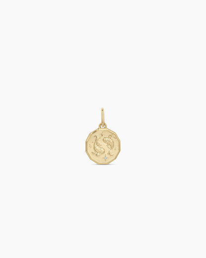 14K Diamond Zodiac Coin Charm