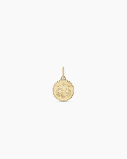 14K Diamond Zodiac Coin Charm