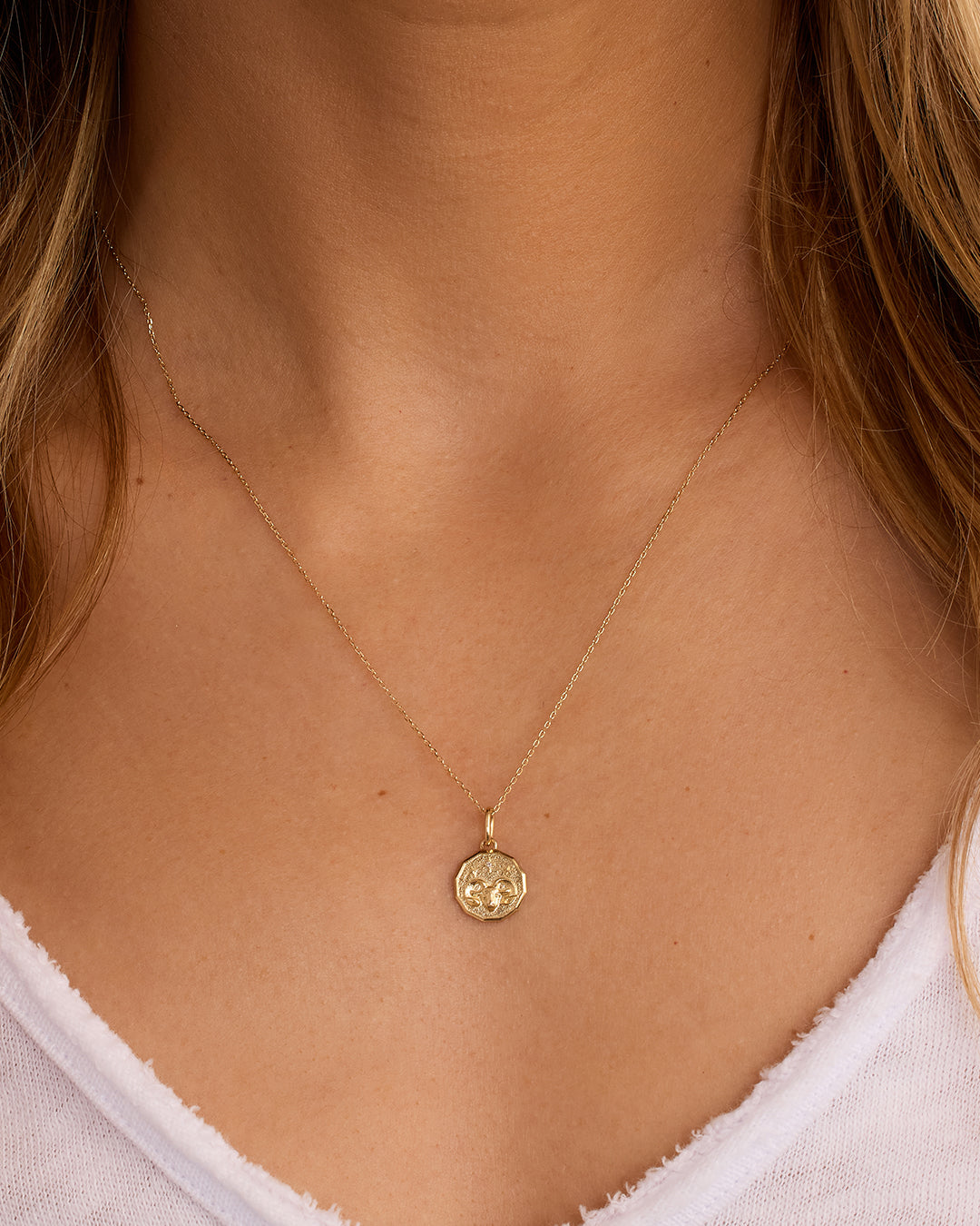14K Diamond Zodiac Coin Charm
