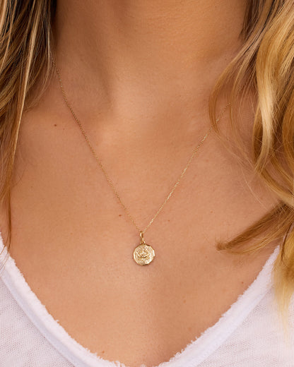 14K Diamond Zodiac Coin Charm