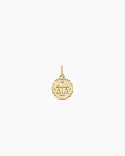 14K Diamond Zodiac Coin Charm