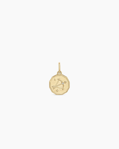 14K Diamond Zodiac Coin Charm