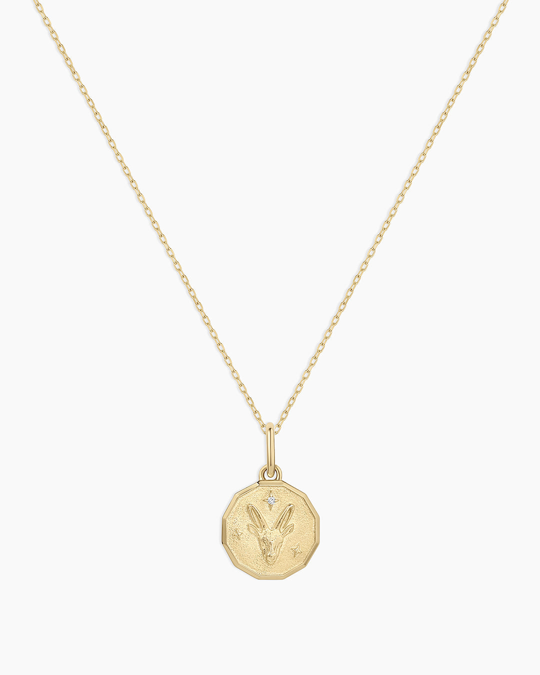14K Diamond Zodiac Coin Charm Necklace