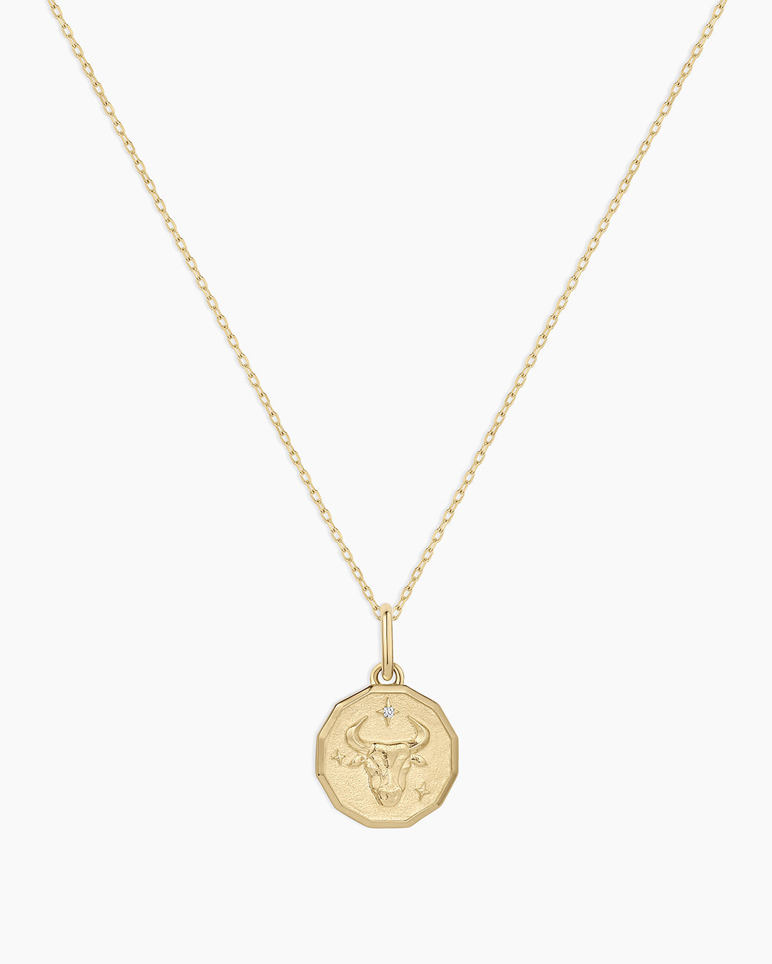 14K Diamond Zodiac Coin Charm Necklace